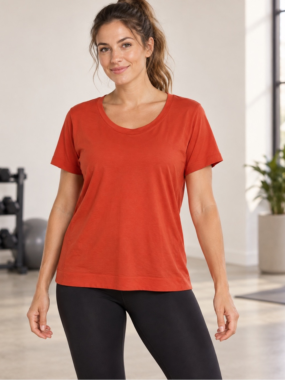 lululemon athletica Short-Sleeve Crewneck Top in Burnt Orange